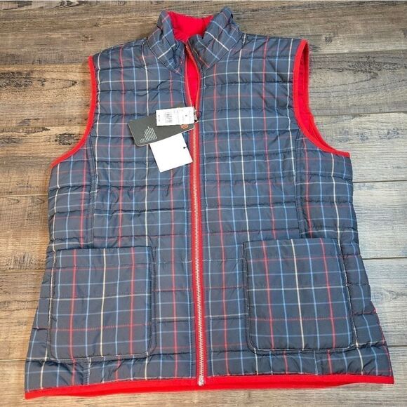 Nwt Brooks Brothers Thermore Reversible women's insulated vest red or blue plaid - Picture 1 of 12